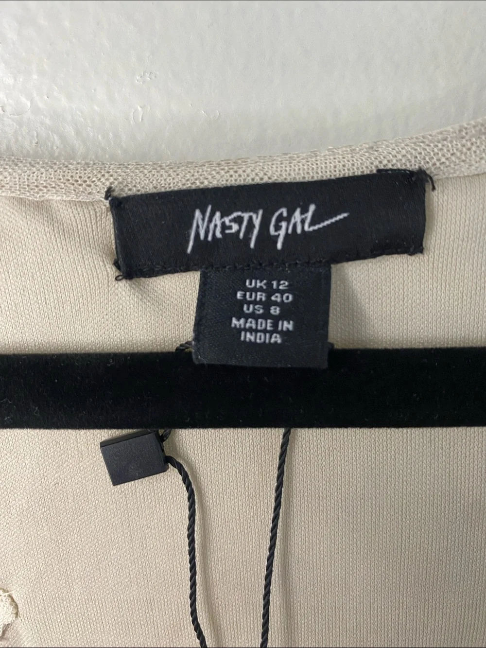 Nasty Gal NWT Tear Drop Tassel Plunge Mini Dress Beaded Nude Size 8 - Picture 4 of 11